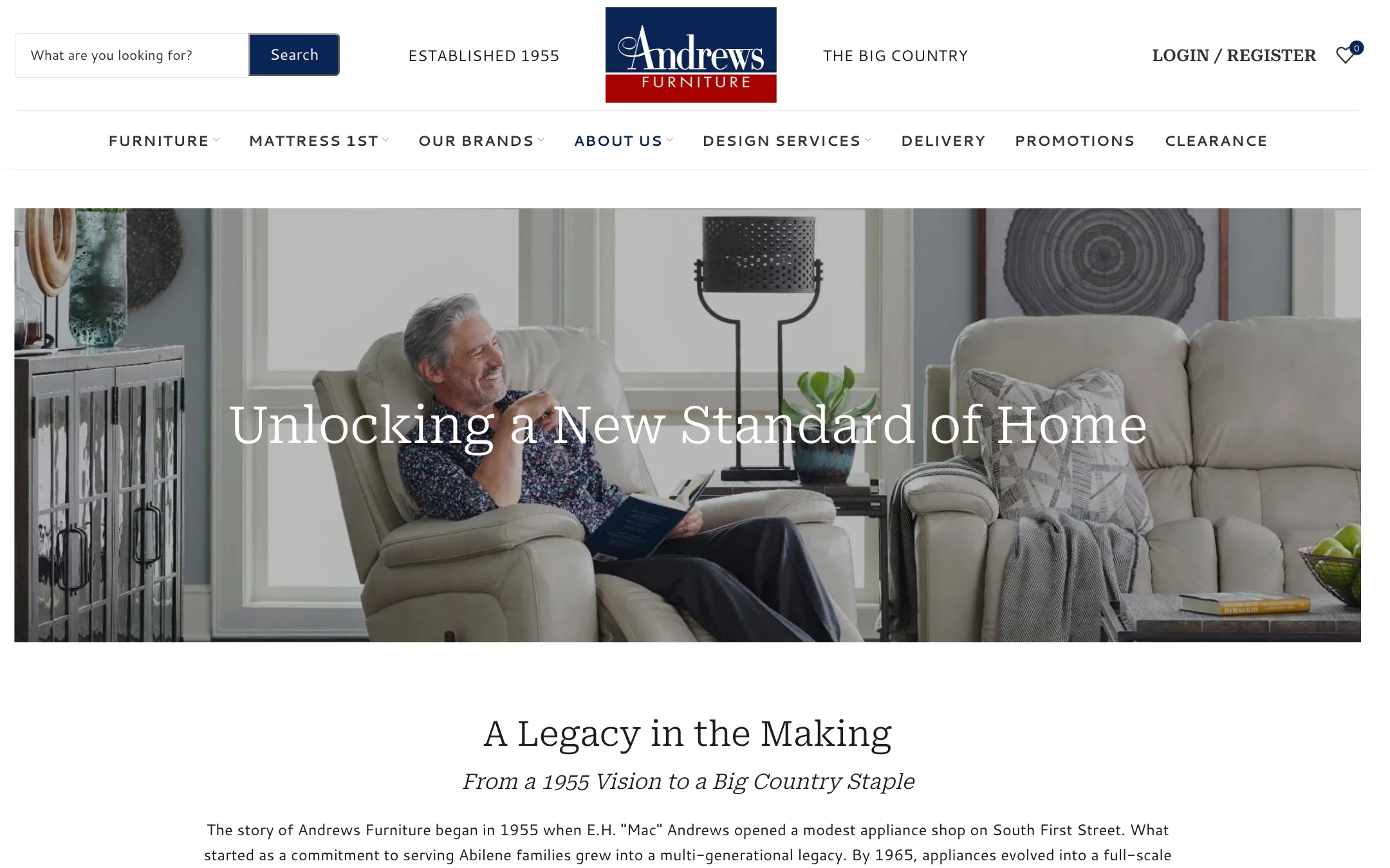 Andrews Furniture About page, A Legacy in the Making