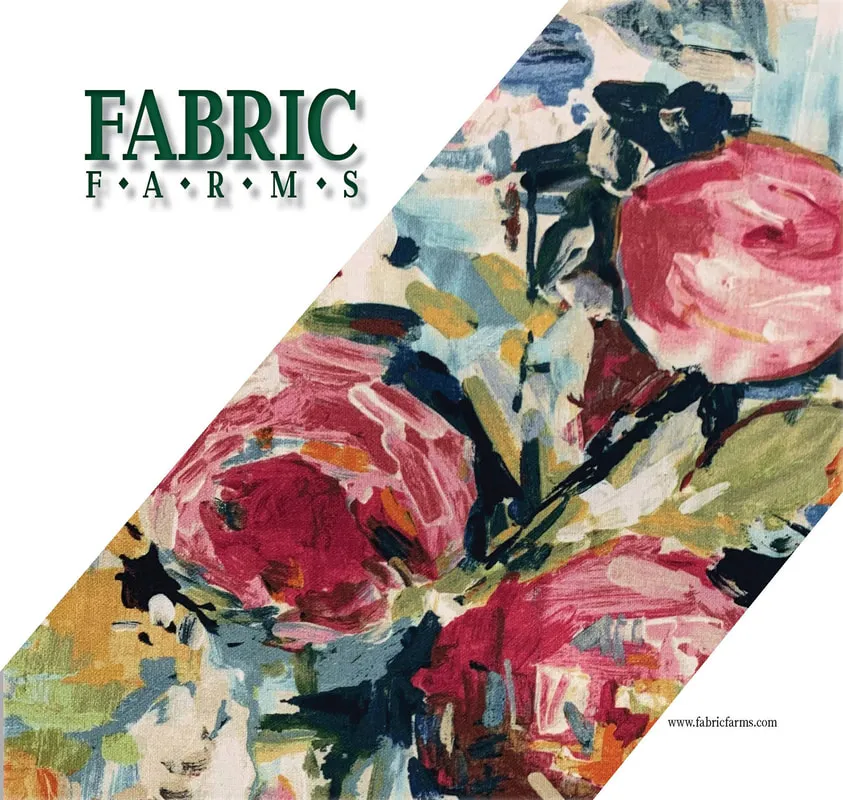 Fabric Farms lookbook cover with bold floral fabric