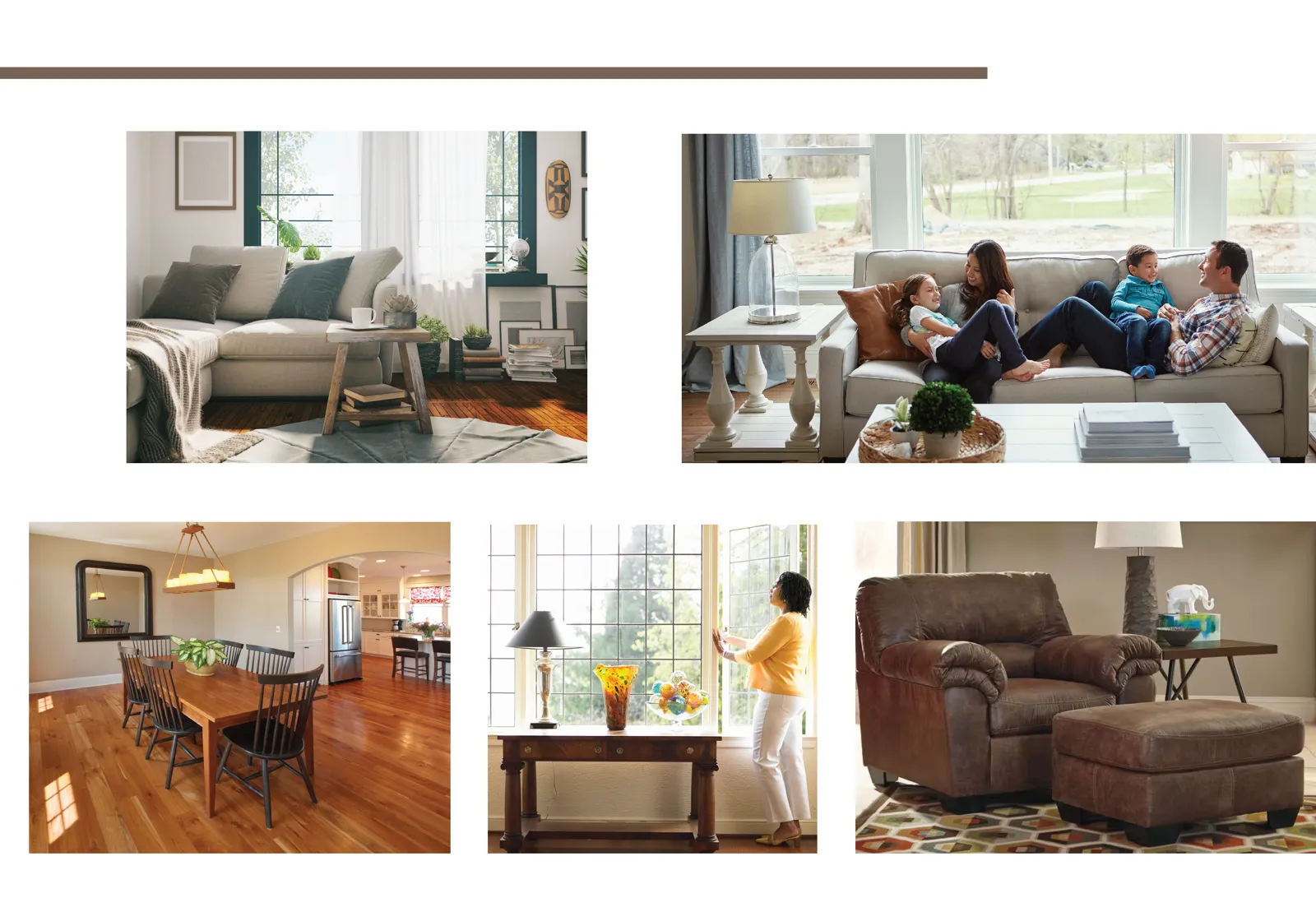 Seifert's Furniture photography guidance page with lifestyle imagery
