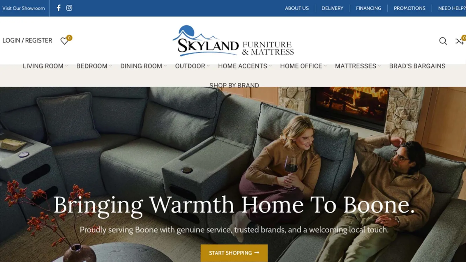 Skyland Furniture and Mattress website homepage
