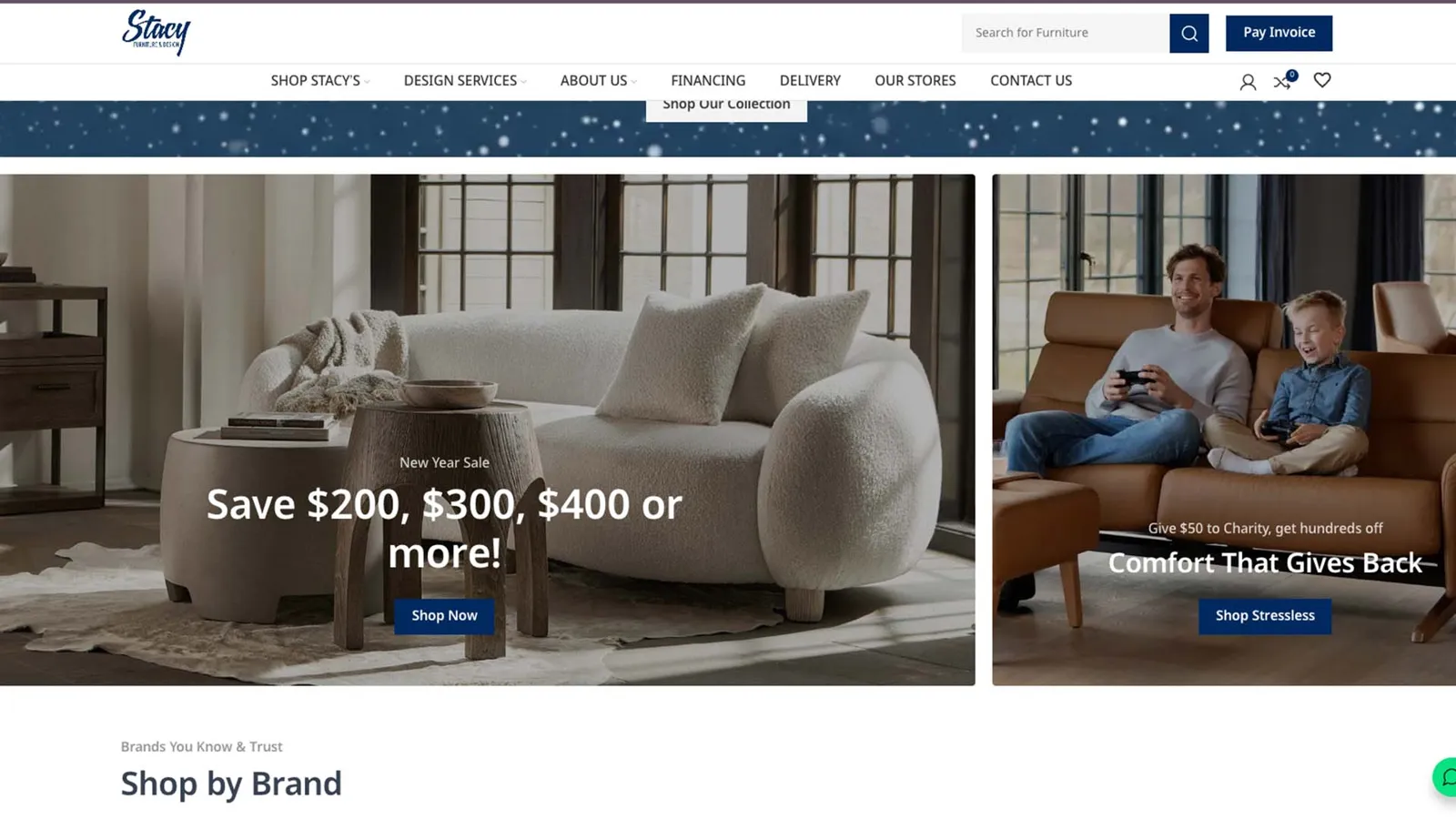 Stacy Furniture and Design website homepage