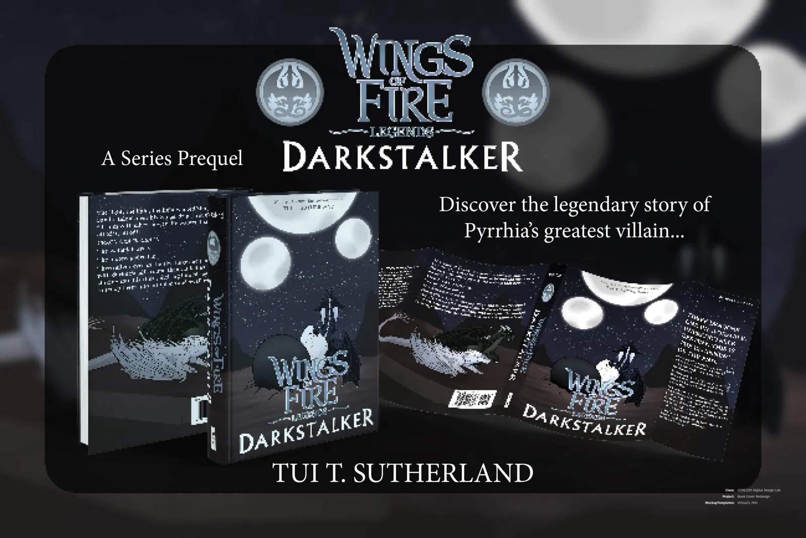 Student book cover redesign for Wings of Fire: Darkstalker